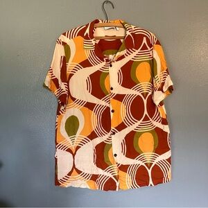 Retro Patterned Button-Up Shirt